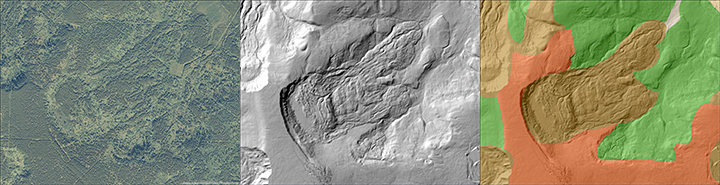 Image comparing landslide detection using LiDAR ad SPOT imagery.